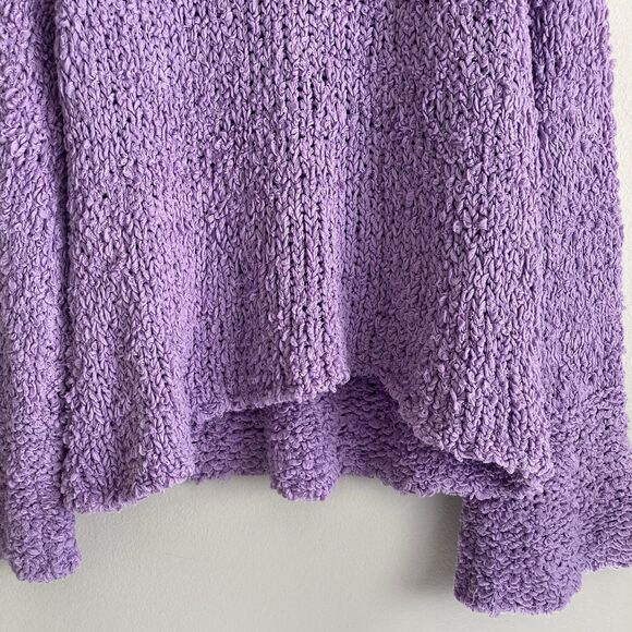 Free People Purple Sand Dune Bell Sleeve Sweater Large Cotton Blend V-neck Boho - Picture 5 of 9